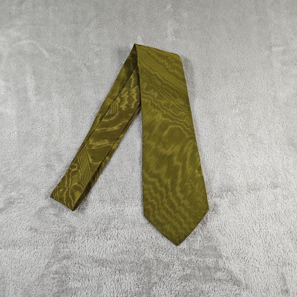 Vintage Elliotts Irish Poplin Tie Mens Green Ireland Handwoven Silk Wool 60s